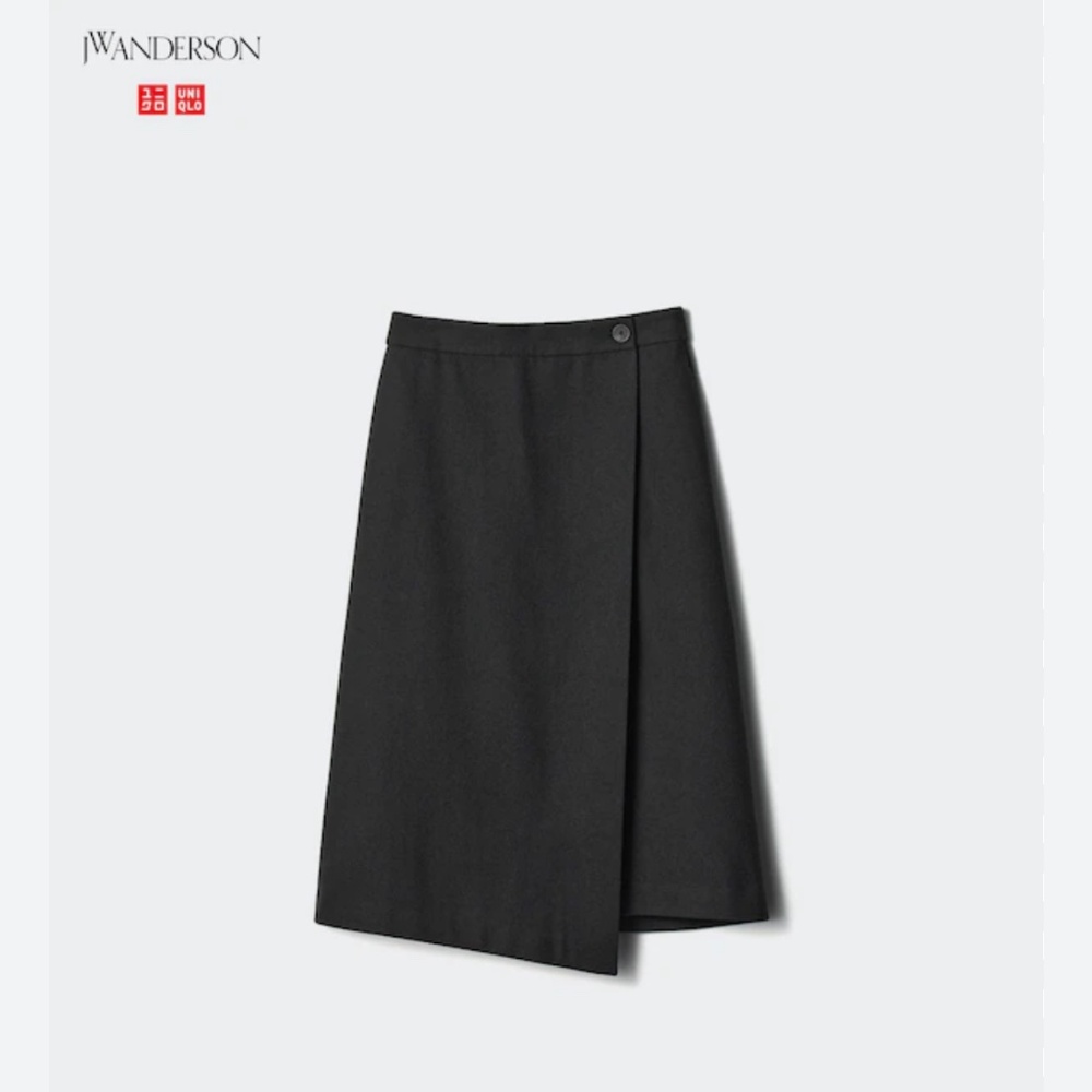 NWT Uniqlo JWA WOOL BLEND WRAP SKIRT - Black - size S